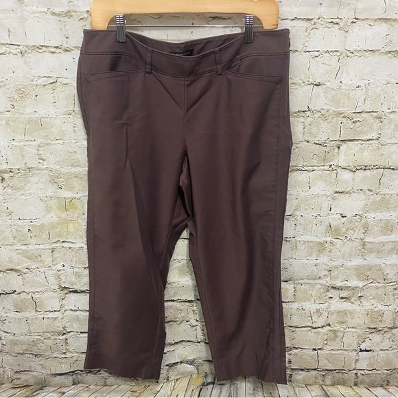 WHBM Brown Side Zip Slim Ankle Cropped Pants - Picture 1 of 6